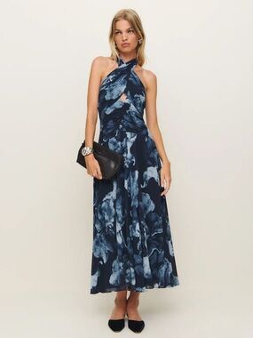 Reformation Cari Dress Blue - Size 12